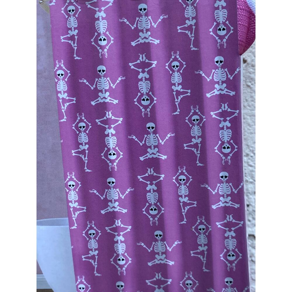 Betsey Johnson Pink Yoga Skeleton Shower Curtain – 72x72 – Halloween Gothic - Picture 3 of 4